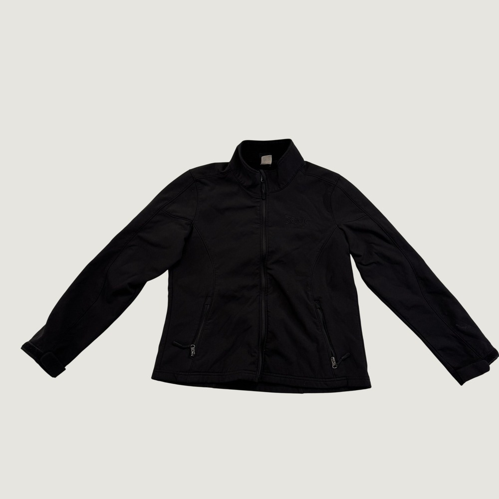 Sonic Drive-In Womens Small Black Softshell Jacket Employee Uniform Full Zip
